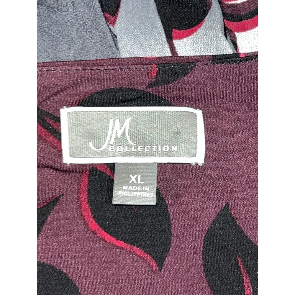 JM Collection Womens XL Floral Ombre Rhinestone Sharkbite Tunic Top Plum Black - Picture 7 of 8
